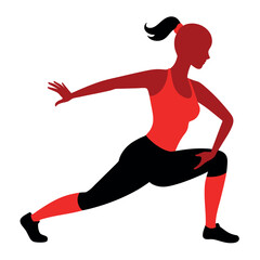 Woman workout at home vector silhouette illustration