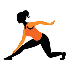 Woman workout at home vector silhouette illustration
