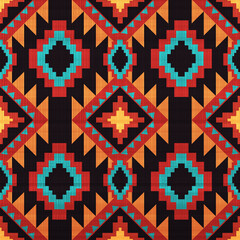 Navajo tribal seamless pattern. Native American ornament. Ethnic South Western decor style. Boho geometric ornament. 