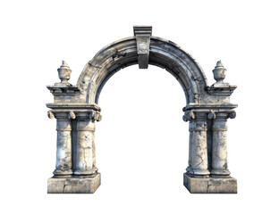 Naklejka premium antique arch with column ionic order, Ancient Classic Greek pillar, Roman Columns, Architecture facade elements isolated on transparent background