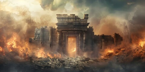 Fototapeta premium Day of mourning in Jewish history for destruction of holy temple. Concept Jewish Mourning, Destruction of Temple, Tisha B'Av, Historical Tragedy, Jewish Heritage