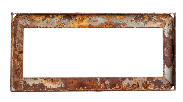 Rust of metals. Corrosive Rust on transparent. Frame of grunge rusted metal texture                    