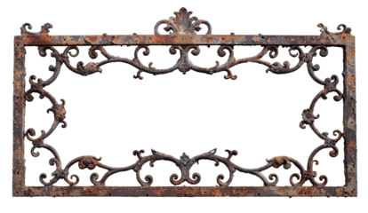 Rust of metals. Corrosive Rust on transparent. Frame of grunge rusted metal texture                    