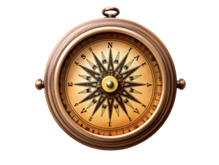 a compass with a black and gold compass