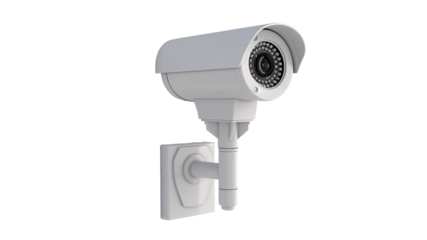 a white camera on a wall