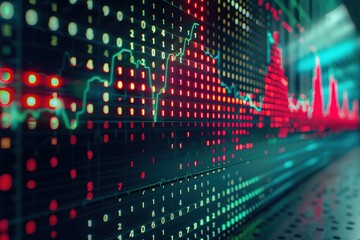 Stock market chart on LED display concept