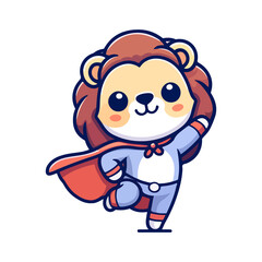 Obraz premium cute lion hero icon character