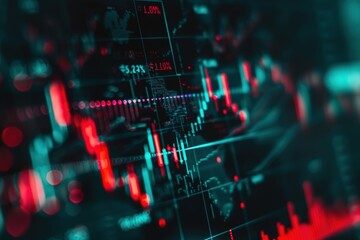 Stock market exchange loss trading graph analysis investment indicator business graph charts of financial board display candlestick crisis stock crash turquoise price chart fall money