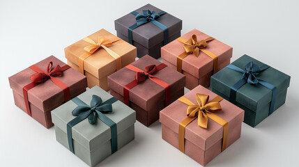Set of gift boxes on a white background. natural colors