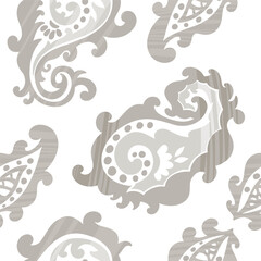 Beige Vertical Floral Damask Pattern