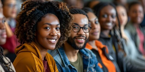 Diverse group of Black students at a historically Black college for Black History Month. Concept Black History Month, Historically Black College, Diverse Group, Black Students, Celebrating Heritage