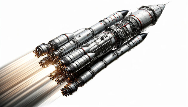 Space rocket isolated on white background