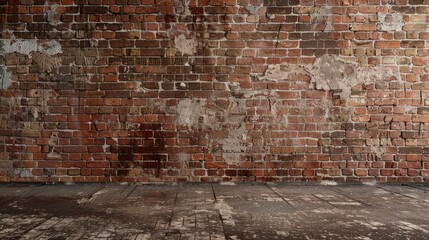 Weathered brick wall with empty space