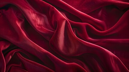 Obraz premium Gorgeous burgundy velvet fabric background with waves and folds, elegant luxury backdrop