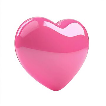 Video of 3D pink heart isolated on white background. The heart is shiny and has a glossy finish.
