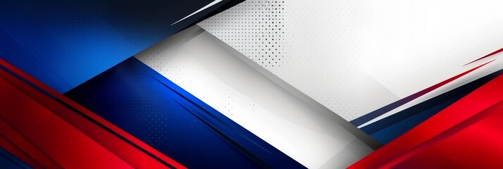 Minimalist design with blue and red stripes on white background, copy space included, banner