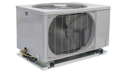 Fototapeta premium Modern Outdoor Condenser Unit for Central Air Conditioning System in Residential Setting
