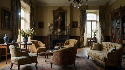 In the drawing room, antique furniture stands like silent witnesses to tales of bygone eras ai_generated