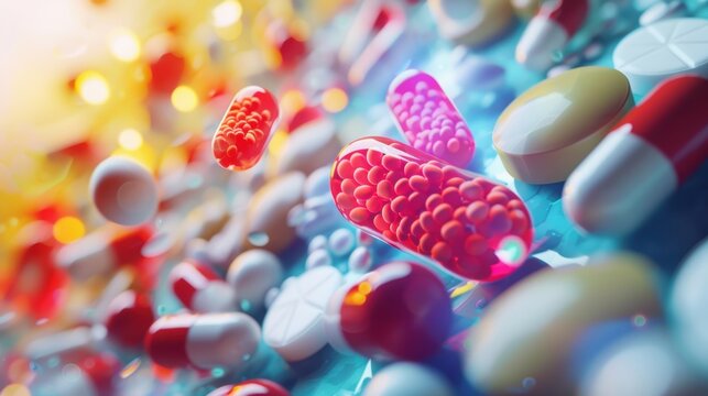 Pharmaceutical marketing visual, detailed cellular structures for healthcare use
