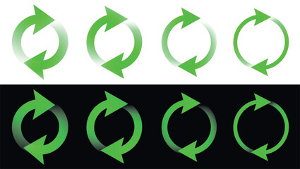 A set of rotating arrows with a green gradient to protect the environment