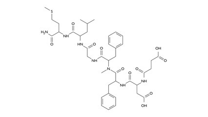 senktide molecule, structural chemical formula, ball-and-stick model, isolated image tachykinin nk3 receptor agonist