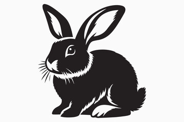 Rabbit  silhouette vector isolated on white Background 