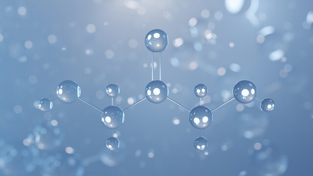 dihydroxyacetone molecular structure 3d, glycerone, structural chemical formula view from a microscope