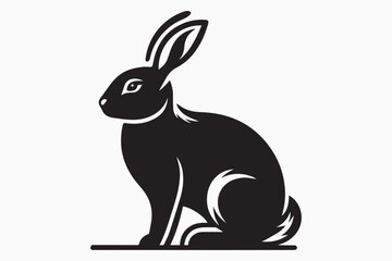 Rabbit  silhouette vector isolated on white Background 