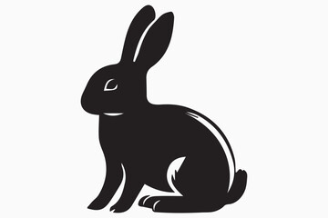 Rabbit  silhouette vector isolated on white Background 