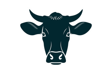 Cow head silhouette vector illustration , bull head on white