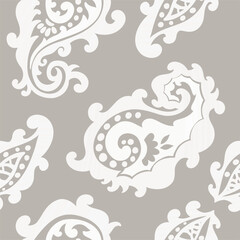 Beige Vertical Floral Damask Pattern