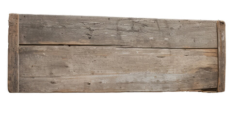 A weathered wooden sign with a rough textured surface