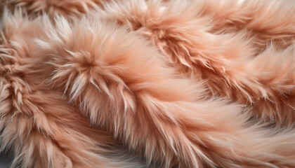 fur-textured peach fuzz, highlighting its delicate and soft texture. The image emphasizes the fine, velvety appearance and the gentle, warm peach hue of the fur-like material