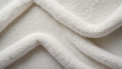 white plush fleece fabric texture, highlighting its soft, cozy, and warm qualities. Perfect for illustrating comfort, warmth, and the luxurious feel of high-quality fleece material