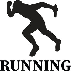 Running man black & white vector illustration