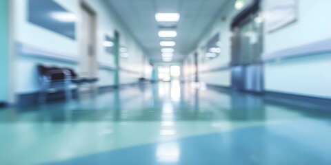 Blurry hospital corridor background with medical emergency room entrance Healthcare concept. Concept Healthcare, Hospital Corridor, Medical Emergency, Blurry Background, Healthcare Concept