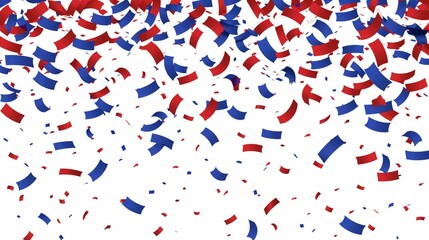 Obraz premium Abstract minimalist blue and red confetti illustration symbolising olympic games on white background, wide banner, copy space