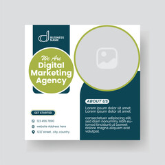 Modern Digital Marketing Agency Social Media Post For Business. Abstract Advertisement Square Web Post for Company Promotion.