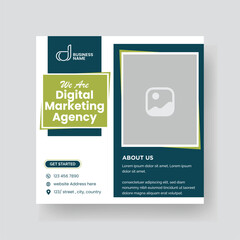 Modern Digital Marketing Agency Social Media Post For Business. Abstract Advertisement Square Web Post for Company Promotion.