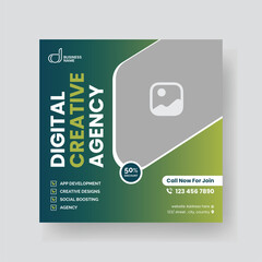 Modern Digital Marketing Agency Social Media Post For Business. Abstract Advertisement Square Web Post for Company Promotion.