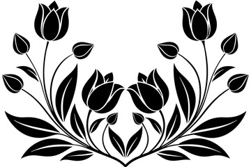 Black tulips on a white background