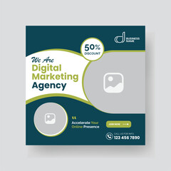 Modern Digital Marketing Agency Social Media Post For Business. Abstract Advertisement Square Web Post for Company Promotion.