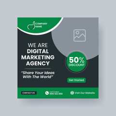 Modern Digital Marketing Agency Social Media Post For Business. Abstract Advertisement Square Web Post for Company Promotion.