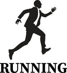 Running man black & white vector illustration