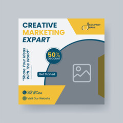 Modern Digital Marketing Agency Social Media Post For Business. Abstract Advertisement Square Web Post for Company Promotion.