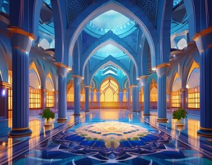 Obraz premium The interior of the mosque is dome-shaped.AI generated