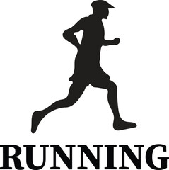 Running man black & white vector illustration