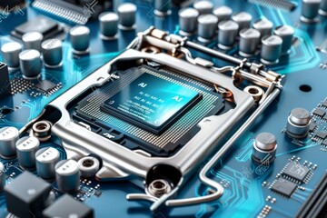 AI technology integrated into a vibrant neon lit futuristic cityscape symbolizing advanced urban innovation and digital transformation