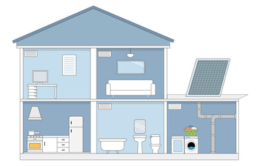 eco house concept plan with the interior