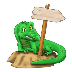 What you see is a cute crocodile looking at you.